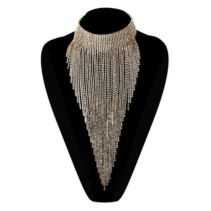 Women's Wide Tassel Crystal Choker - Wnkrs