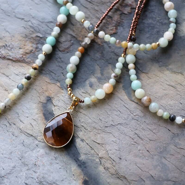 Women's Multilayered Amazonite Stone Necklace - wnkrs