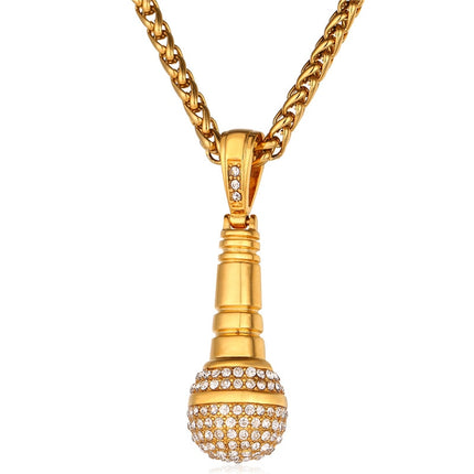 Iced Out Microphone Pendant Necklace - Wnkrs