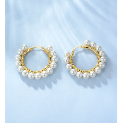 Women’s Elegant Pearls Hoop Earrings - Wnkrs