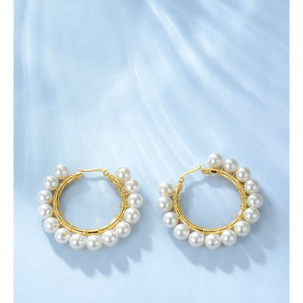 Women’s Elegant Pearls Hoop Earrings - Wnkrs