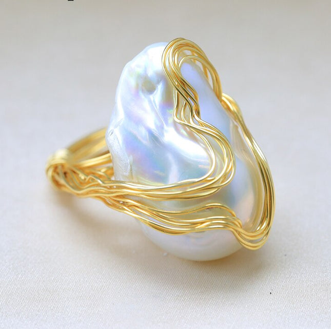 Handmade 925 Silver Ring for Women with Natural Pearl - Wnkrs