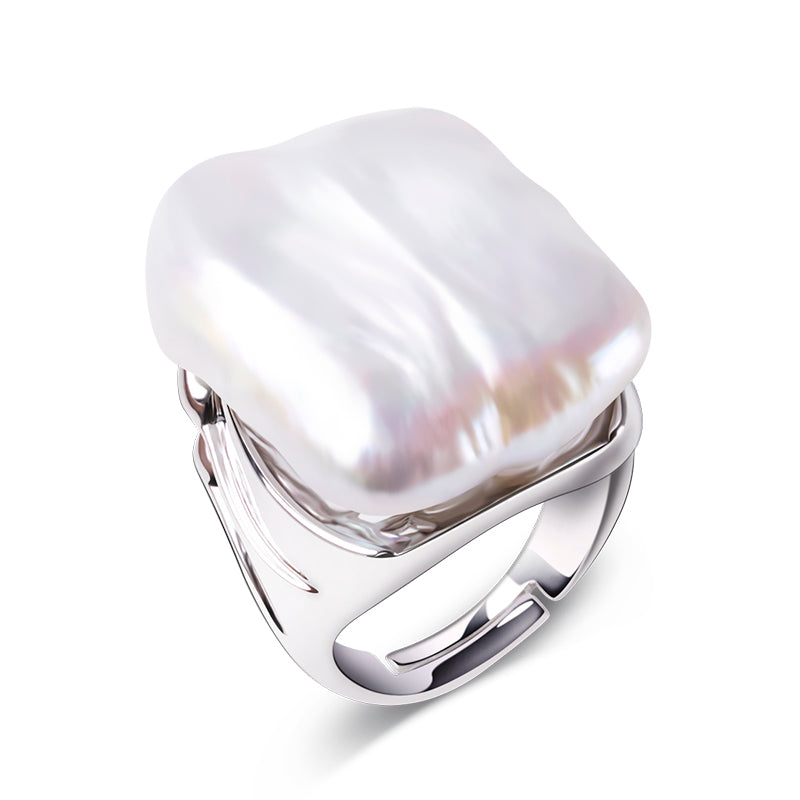 Bohemian 925 Silver Ring for Women with Natural Pearl