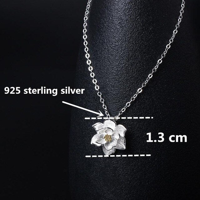 Fashion Vintage Lotus Shaped Silver Pendant Necklace - Wnkrs