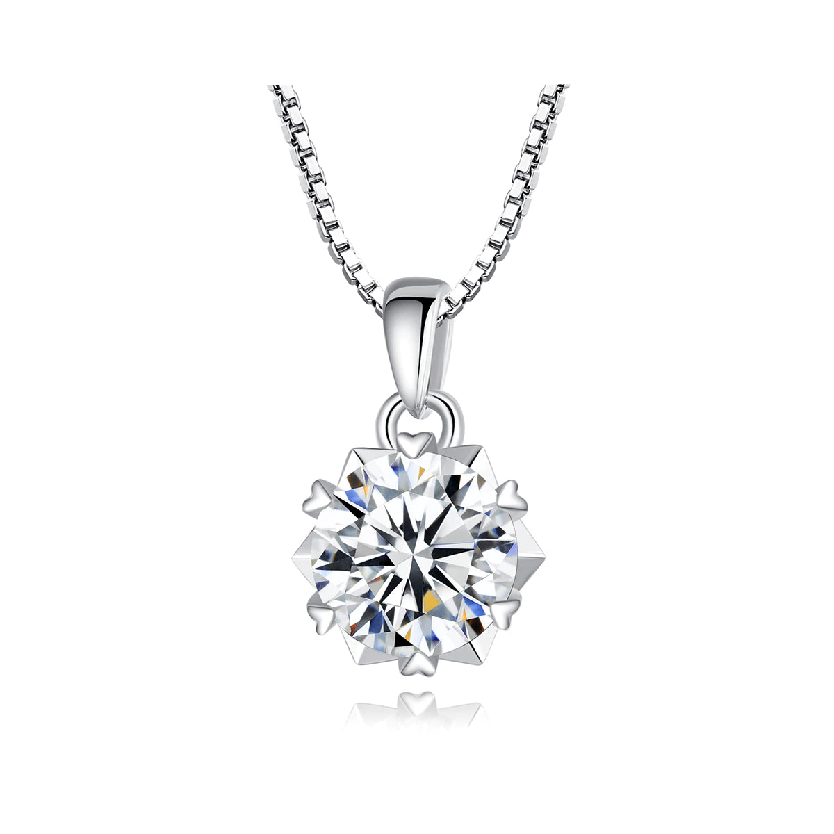925 Sterling Silver Moissanite Engagement Pendant Necklace