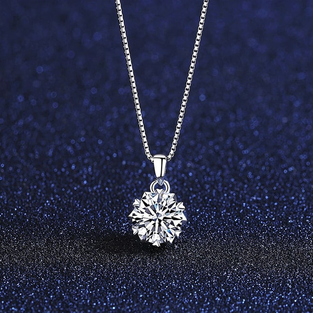 925 Sterling Silver Moissanite Engagement Pendant Necklace - wnkrs