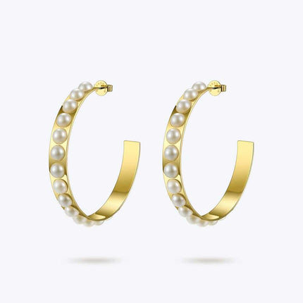 Women’s Pearls Hooped Earrings - Wnkrs