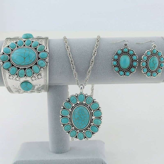 Women's Turquoise Necklace and Earrings Set - Wnkrs