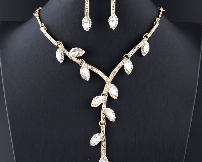 Fashion Crystal Leaves Shape Evening Jewelry Set for Women - Wnkrs