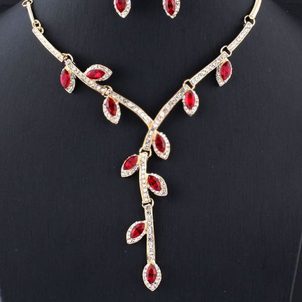 Fashion Crystal Leaves Shape Evening Jewelry Set for Women - Wnkrs