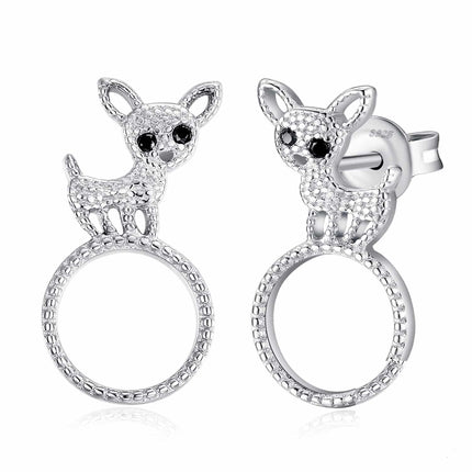 Crystal Dog Stud Earrings - wnkrs