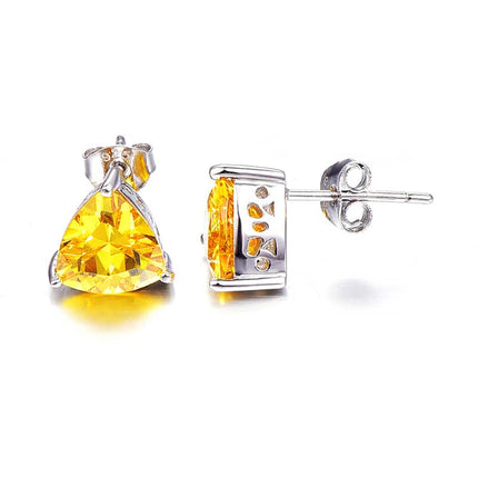 Natural Citrine Triangle Earrings - Wnkrs