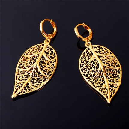 Hollow-Out Leaf Dangle Women's Statement Earrings - Wnkrs