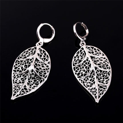 Hollow-Out Leaf Dangle Women's Statement Earrings - Wnkrs