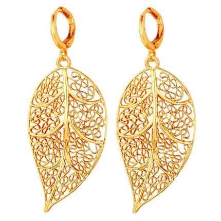 Hollow-Out Leaf Dangle Women's Statement Earrings - Wnkrs