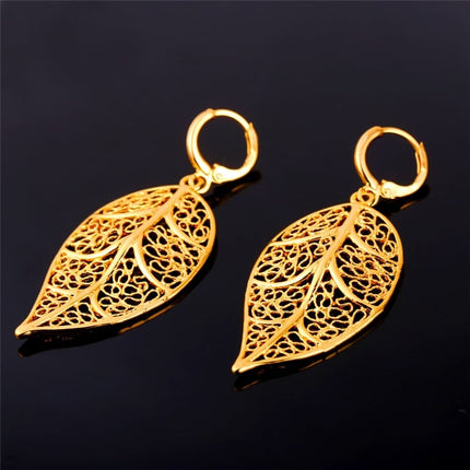Hollow-Out Leaf Dangle Women's Statement Earrings - Wnkrs