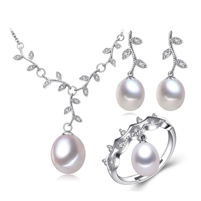 Magnificent 925 Silver Pearls Women's Jewelry 4 pcs Set - Wnkrs