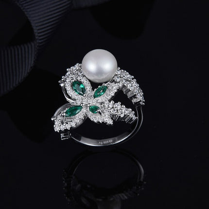 Natural Pearl 925 Sterling Silver Luxury Butterfly Ring - Wnkrs