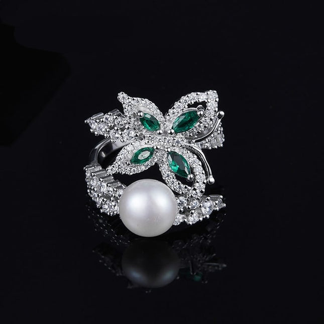 Natural Pearl 925 Sterling Silver Luxury Butterfly Ring - Wnkrs