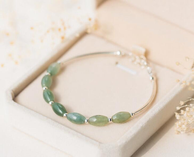 Oval Jade Silver Charm Bracelet - wnkrs