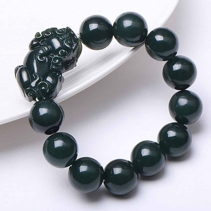 Feng Shui Style Dark Green Jade Bracelet - wnkrs