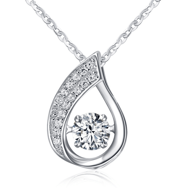 Teardrop Design Sterling Silver Women's Pendant Necklace - wnkrs