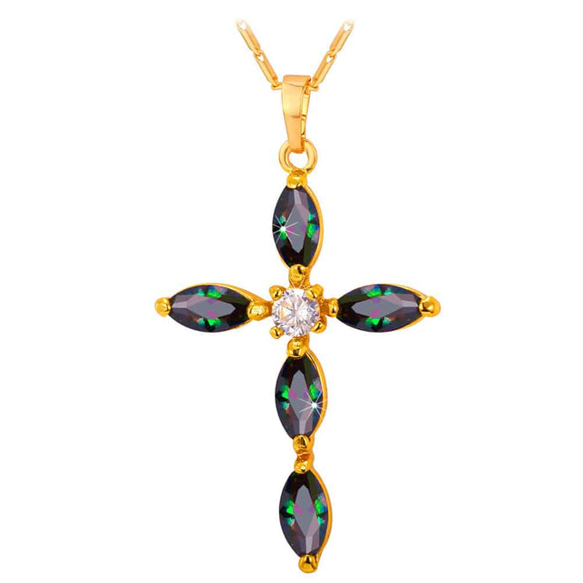 Beautiful Cross Pendant with Cubic Zirconia Ornaments - Wnkrs