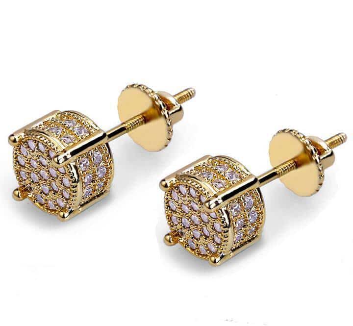 Golden Round Wedding Earrings