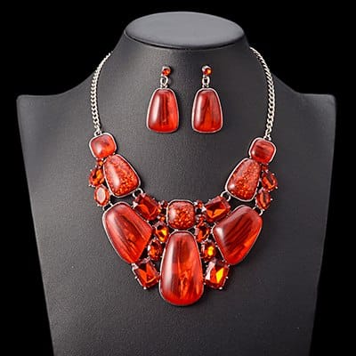 Multiсolor Gems Statement Necklace and Earrings Set - Wnkrs