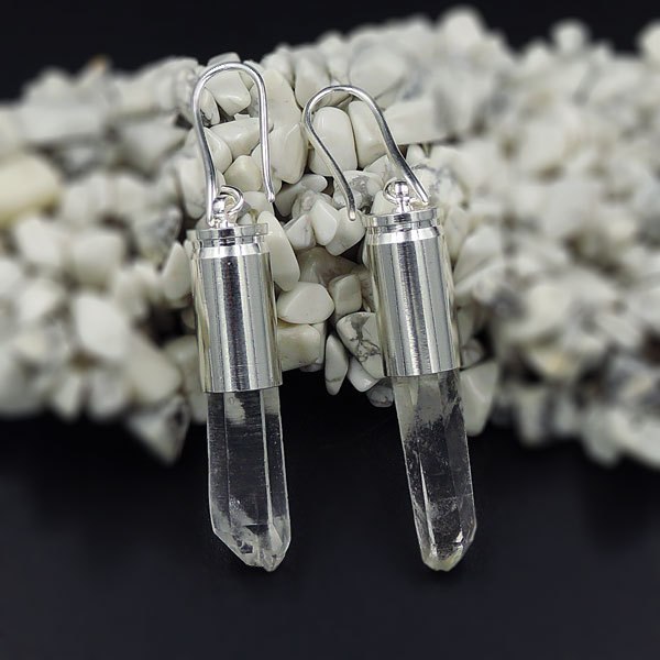 Clear Quartz Pillar Earrings