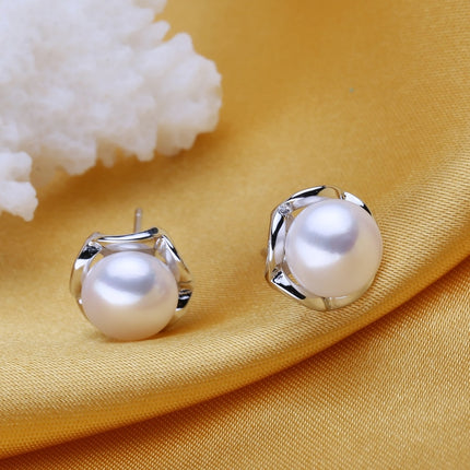 Women’s Classic Round Shaped 925 Silver Pearls Necklace and Earrings Jewelry 3 pcs Set - Wnkrs