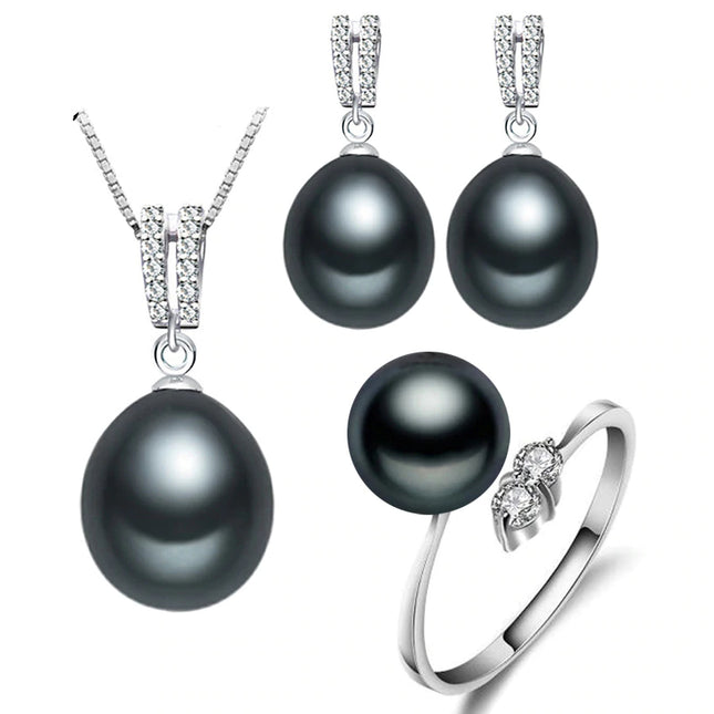 Classic 925 Silver Pearls Women's Jewelry 4 pcs Set - Wnkrs