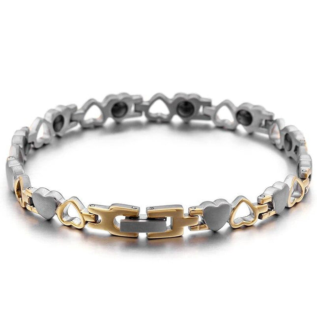 Women's Two Tone Hearts Magnetic Bracelet - Wnkrs