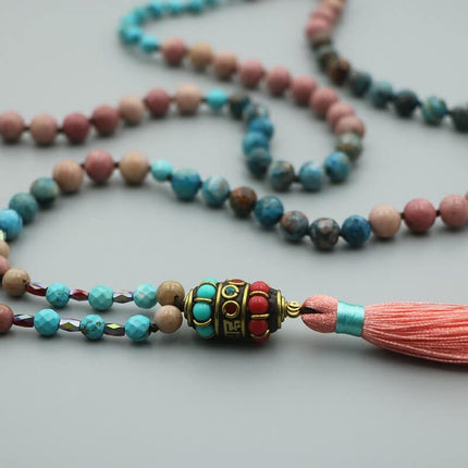 Knotted Beaded Tassel Necklace for Women - wnkrs