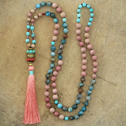 Knotted Beaded Tassel Necklace for Women - wnkrs