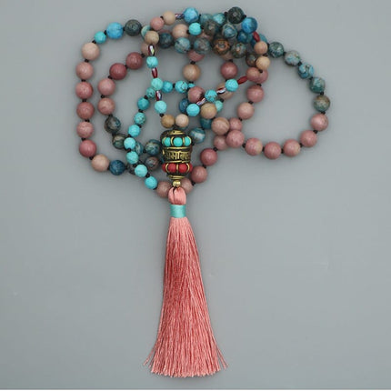 Knotted Beaded Tassel Necklace for Women - wnkrs