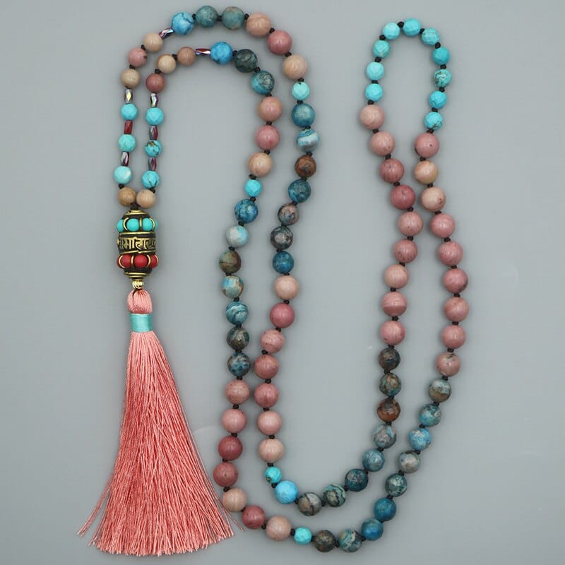 Knotted Beaded Tassel Necklace for Women