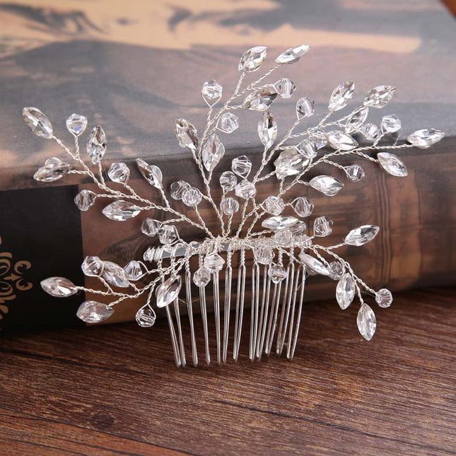 Zinc Crystal Side Comb in Shape of Leaves - Wnkrs