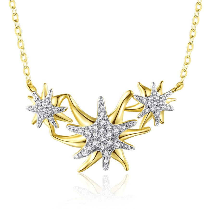 Zircon Sea Starfish Design Women's Statement Necklace