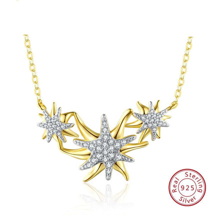 Zircon Sea Starfish Design Women's Statement Necklace - Wnkrs