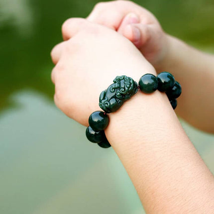 Feng Shui Style Deep Green Jade Bracelet - Wnkrs