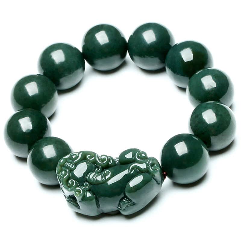 Feng Shui Style Deep Green Jade Bracelet
