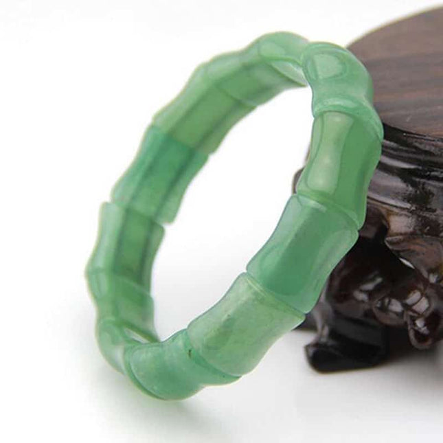 Natural Green Jade Bamboo Shaped Bracelet - wnkrs