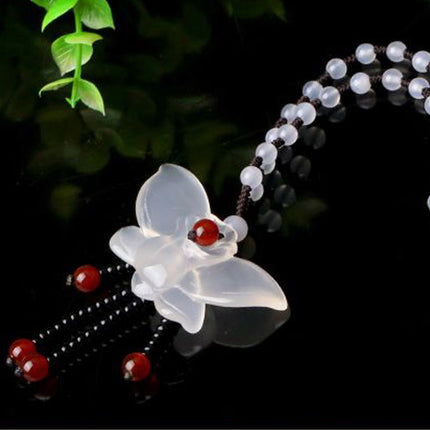 Natural White Jade Butterfly Pendant - Wnkrs