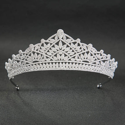 Classic Cubic Zirconia Bridal Silver Tiara - wnkrs