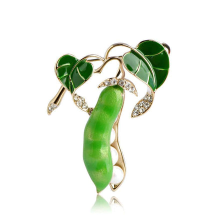 Cute Green Pea Shaped Metal Women's Brooch - Wnkrs