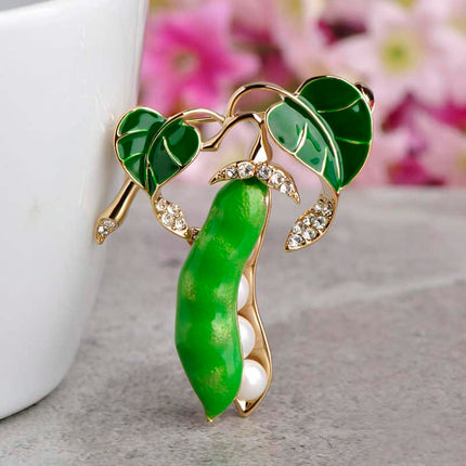 Cute Green Pea Shaped Metal Women's Brooch - Wnkrs