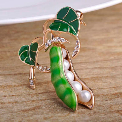 Cute Green Pea Shaped Metal Women's Brooch - Wnkrs