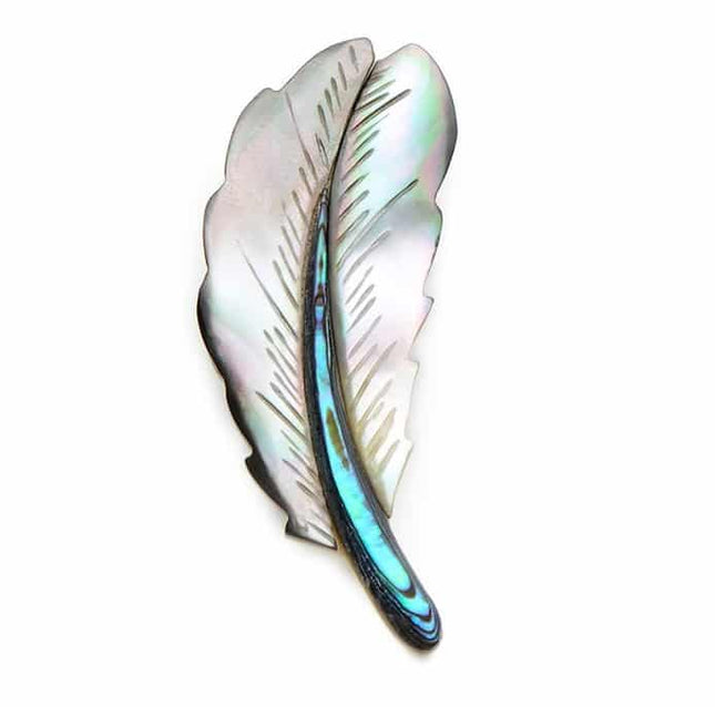 Silver Natural Shell Feather Women's Brooch - wnkrs