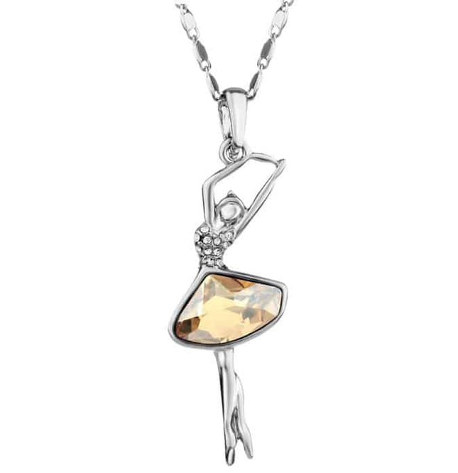 Graceful Rhinestone Ballerina Women’s Pendant Necklace - Wnkrs